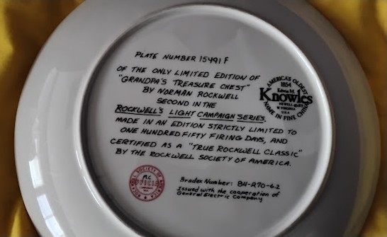 "Grandpa's Treasure Chest" Norman Rockwell Plate
