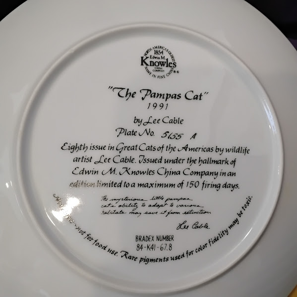 The Pampas Cat" Plate - Lee Cable 1991 Knowles