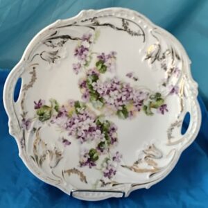 Antique T&V Limoges France Floral Gold Handled Plate