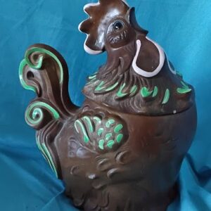 Rooster Cookie Jar - Brown with Green Accents