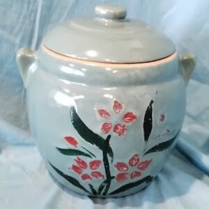 Vintage Ceramic Cookie Jar - Blue Floral Design