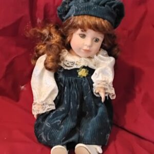 Porcelain Girl Doll Teal Corduroy Outfit