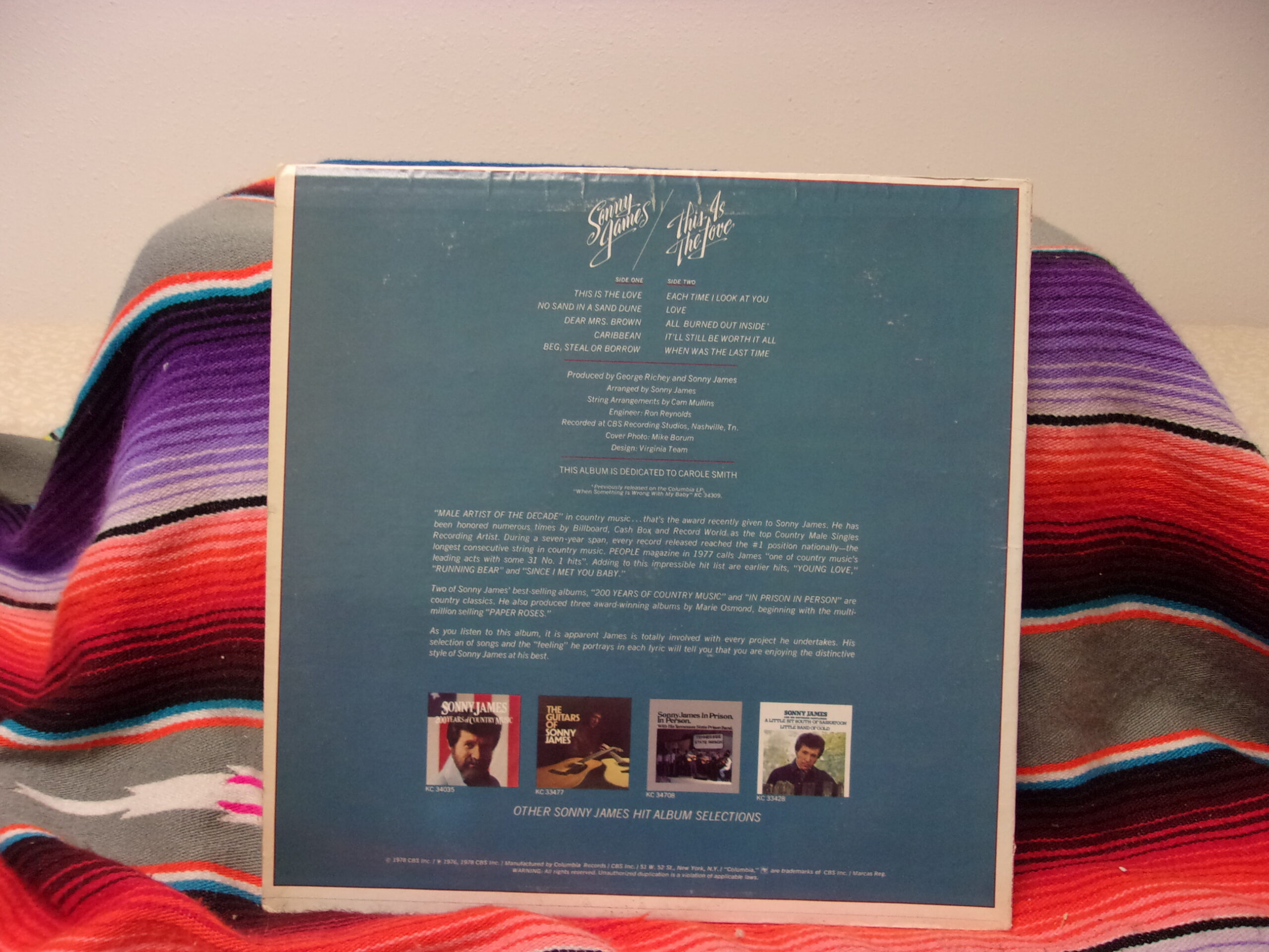 1978 SONNY JAMES This Is The Love LP CBS 35379 Country - Image 2