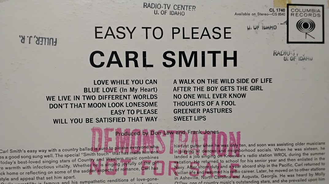 Carl Smith Easy To Please Columbia Record CL-1740 - Image 3
