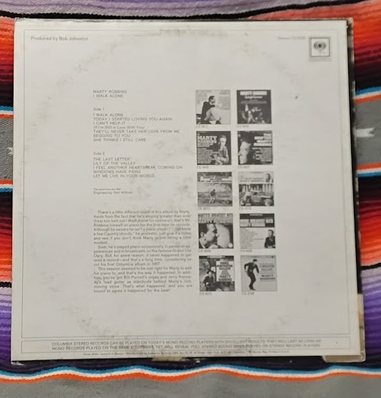 Marty Robbins I Walk Alone CS9725 LP Record - Image 2