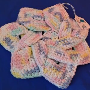 Handmade Pastel Rainbow Crochet Hot Pad Trivet NWT