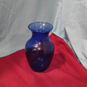 Cobalt Blue Glass Vase Small Classic Urn Shape Smooth Rim