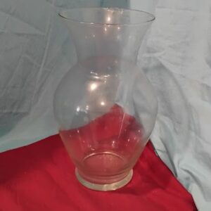 Clear Glass Vase Hurricane Shape Flared Rim Footed Base