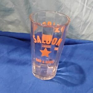 Vintage Saloon Bar Grill Glass Orange Blue Star Retro