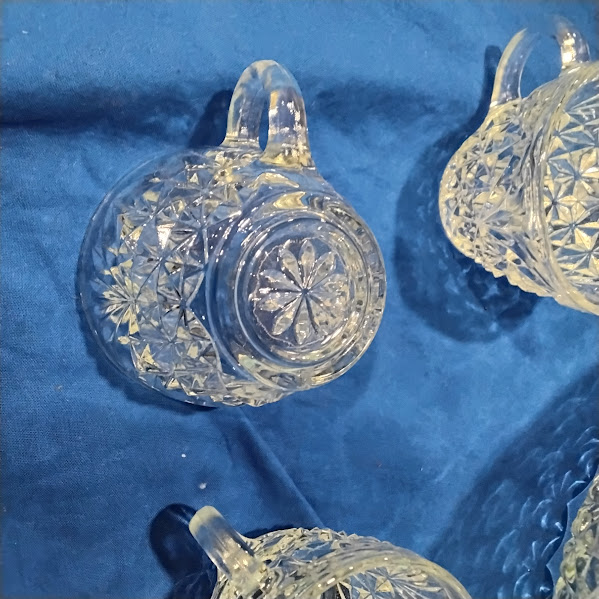 Crystal Cut Glass Punch Bowl Set 12 Cups Starburst Pattern