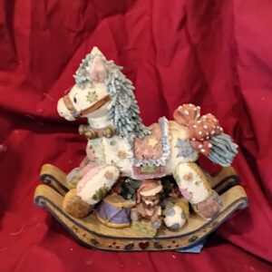 Decorative Rocking Horse Figurine Pastel Christmas Decor