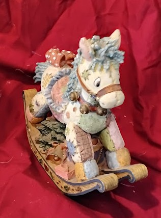 Decorative Rocking Horse Figurine Pastel Christmas Decor