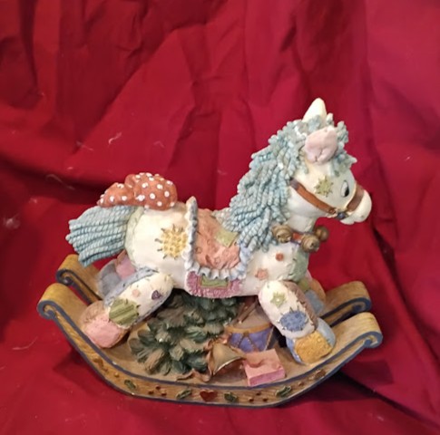 Decorative Rocking Horse Figurine Pastel Christmas Decor