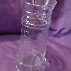 Clear Glass Textured Ribbed Decorative Vase 8"