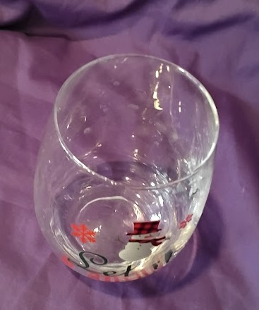 Let It Snow Snowman Stemless Wine Glass Holiday Christmas