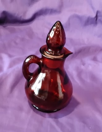 Ruby Red Glass Cruet Bottle Stopper Vintage Avon Decanter