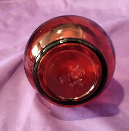 Ruby Red Glass Cruet Bottle Stopper Vintage Avon Decanter