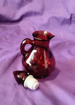 Ruby Red Glass Cruet Bottle Stopper Vintage Avon Decanter