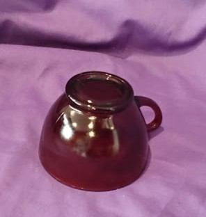 Ruby Red Glass Footed Teacup Set of 10 Vintage