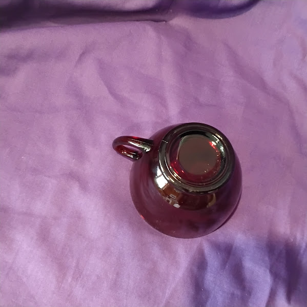 Ruby Red Glass Footed Teacup Set of 10 Vintage