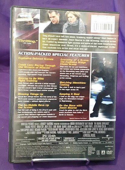 THE BOURNE SUPREMACY DVD 2004 MATT DAMON ACTION