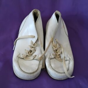 Vintage White Leather Baby Shoes Lace Up Ankle Boots