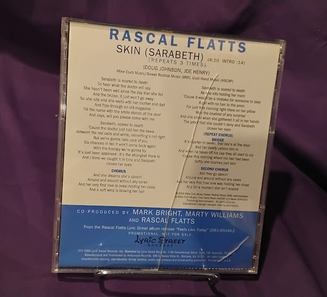 Rascal Flatts Skin Sarabeth CD Single Promo