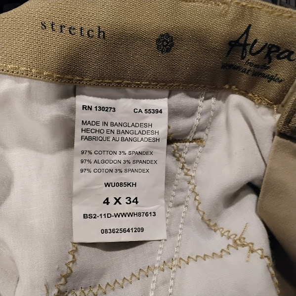 NWT Aura from Wrangler Stretch Chino Pants