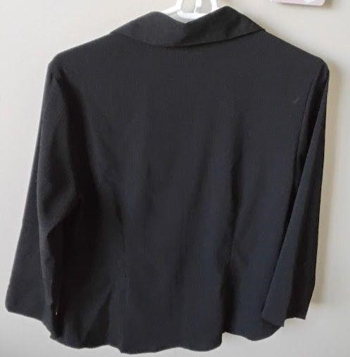 Fred David Stretch Black Collared Shirt Blouse Med
