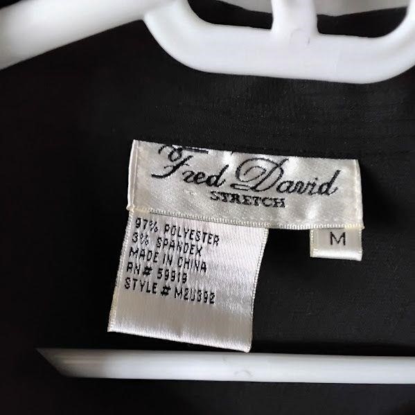 Fred David Stretch Black Collared Shirt Blouse Med