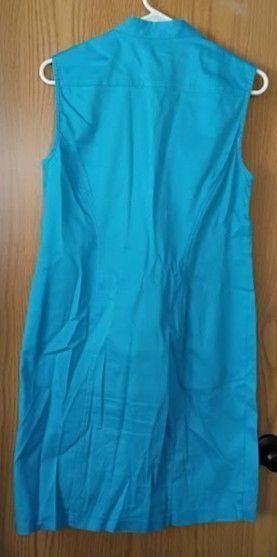 Dressbarn Teal Sleeveless Button-Front Shirt Dress Size 8