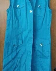 Dressbarn Teal Sleeveless Button-Front Shirt Dress Size 8