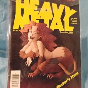 Front cover of Heavy Metal adult illustrated fantasy magazine from December 1985, featuring a 3D-style sphinx woman and text reading Collector's Item.