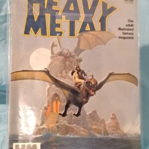 Front cover of Heavy Metal adult illustrated fantasy magazine from November 1981, featuring a fantasy illustration of a rider on a flying creature.